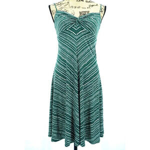 BCBGeneration Dress Women Extra Small‎ Green White Sundress Spaghetti Straps
